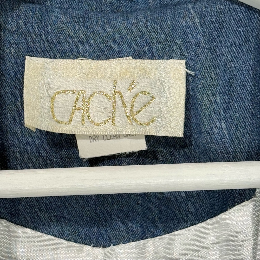 Vintage Cache Light Blue Denim Corset Vest Moto Style Zipped Y2K 100% Tencel - Picture 8 of 9